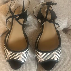 BCBG leather strap sandals